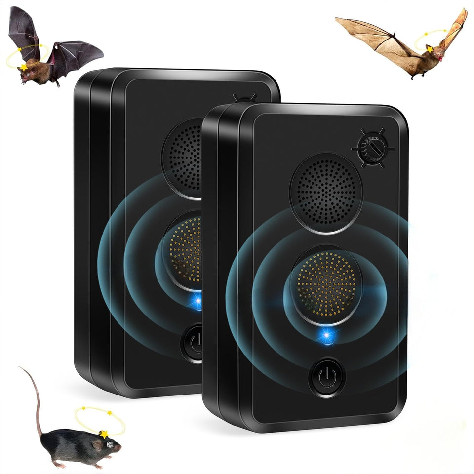CXIENAOY bat repeller front view shows a compact, USB-rechargeable design for attic protection.