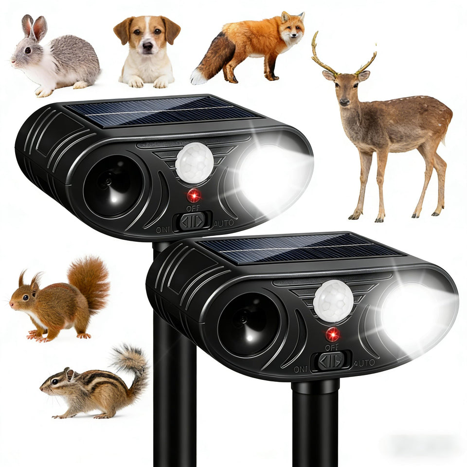 CXIENAOY solar deterrent with motion sensor protects your yard.