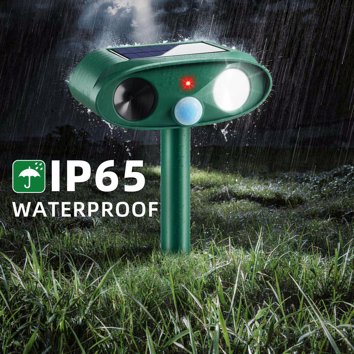 CXIENAOY motion sensor detection area, 110-degree arc guards your yard.