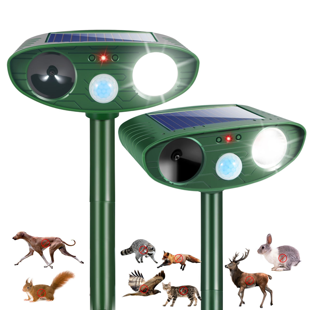 CXIENAOY solar ultrasonic animal repeller pack 2 guarding gardens from wildlife