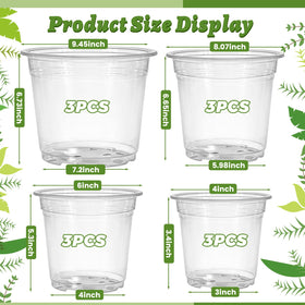 CXIIPOL 6-inch clear pot trio showing drainage and root observation for herbs