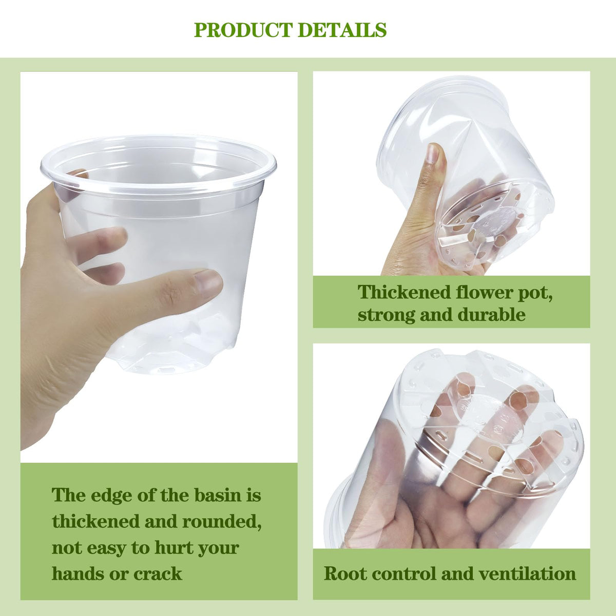 CXIIPOL clear pot 5inch pack highlighting transparent walls for observation