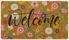 CXQRR Floral Welcome Mat with front door design, scraping dirt for a clean entry.