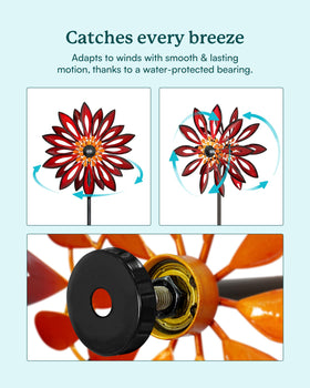 Cyan Oasis wind spinner at 83 inches with adjustable height