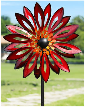 Cyan Oasis wind spinner with cardinal-inspired design brightens the yard