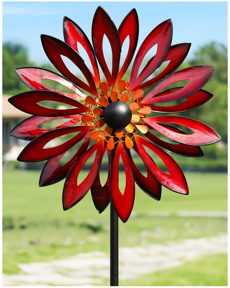 Cyan Oasis wind spinner with cardinal-inspired design brightens the yard