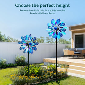 Cyan Oasis Wind Spinner four-foot base provides sturdy grounding.