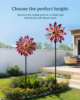 Cyan Oasis wind spinner featuring four-point ground stake