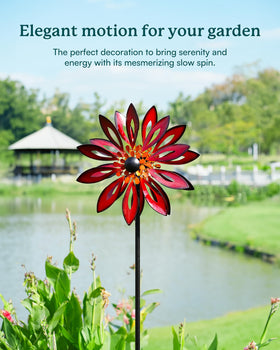 Cyan Oasis wind spinner with heavy-duty pole for stability