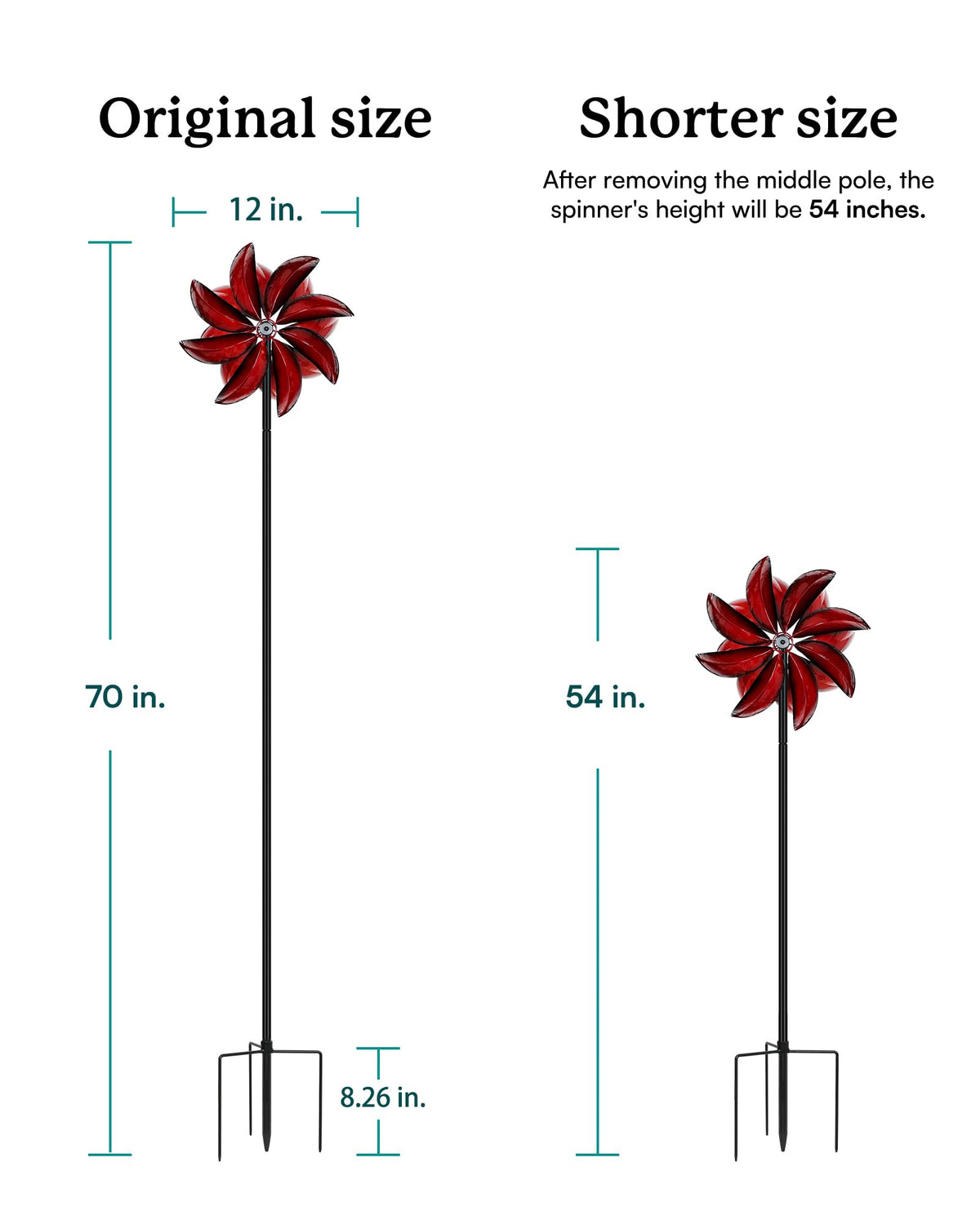Cyan Oasis wind spinner with durable, heavy blades and stability.