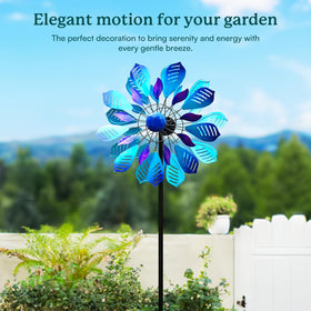 Cyan Oasis Wind Spinner smooth rotation achieved by precision bearings.