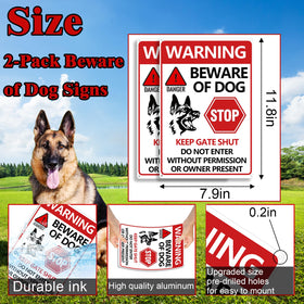 CyanLime Beware of Dog Sign 2PCS close-up of reflective coating.