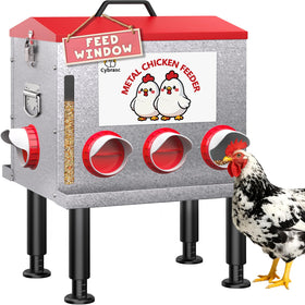 Cybrasc 10Gal feeder with window shows feed level clearly