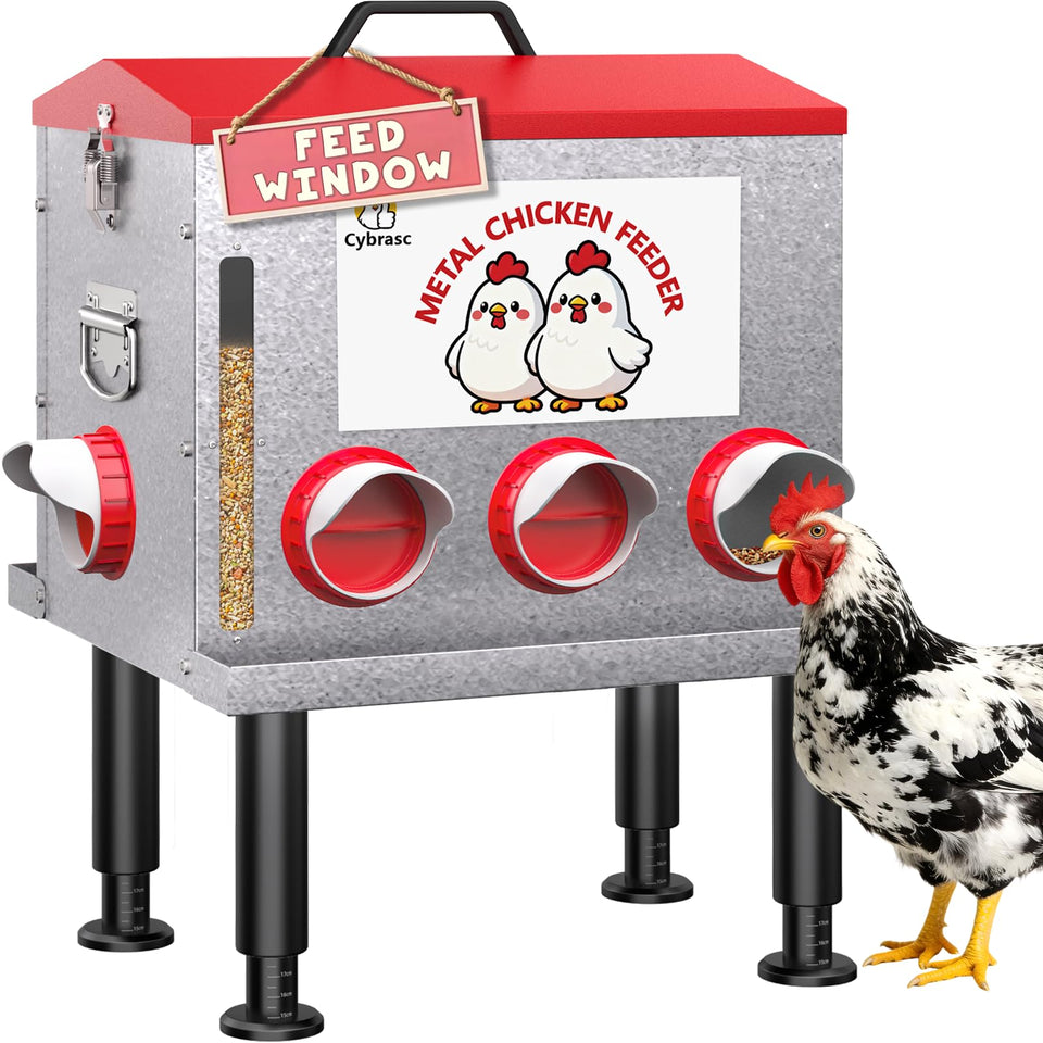 Cybrasc 10Gal feeder with window shows feed level clearly