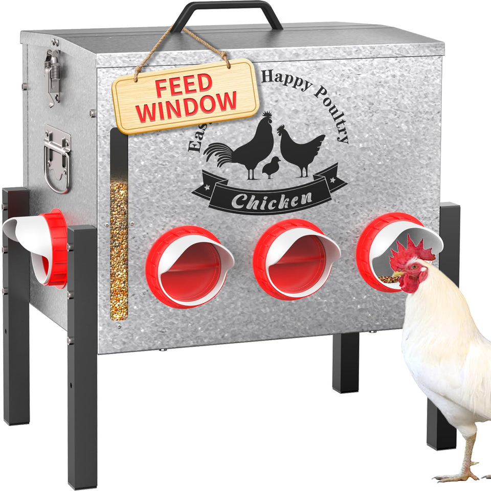 Cybrasc 10gal feeder with see-through window for easy feed level checks.