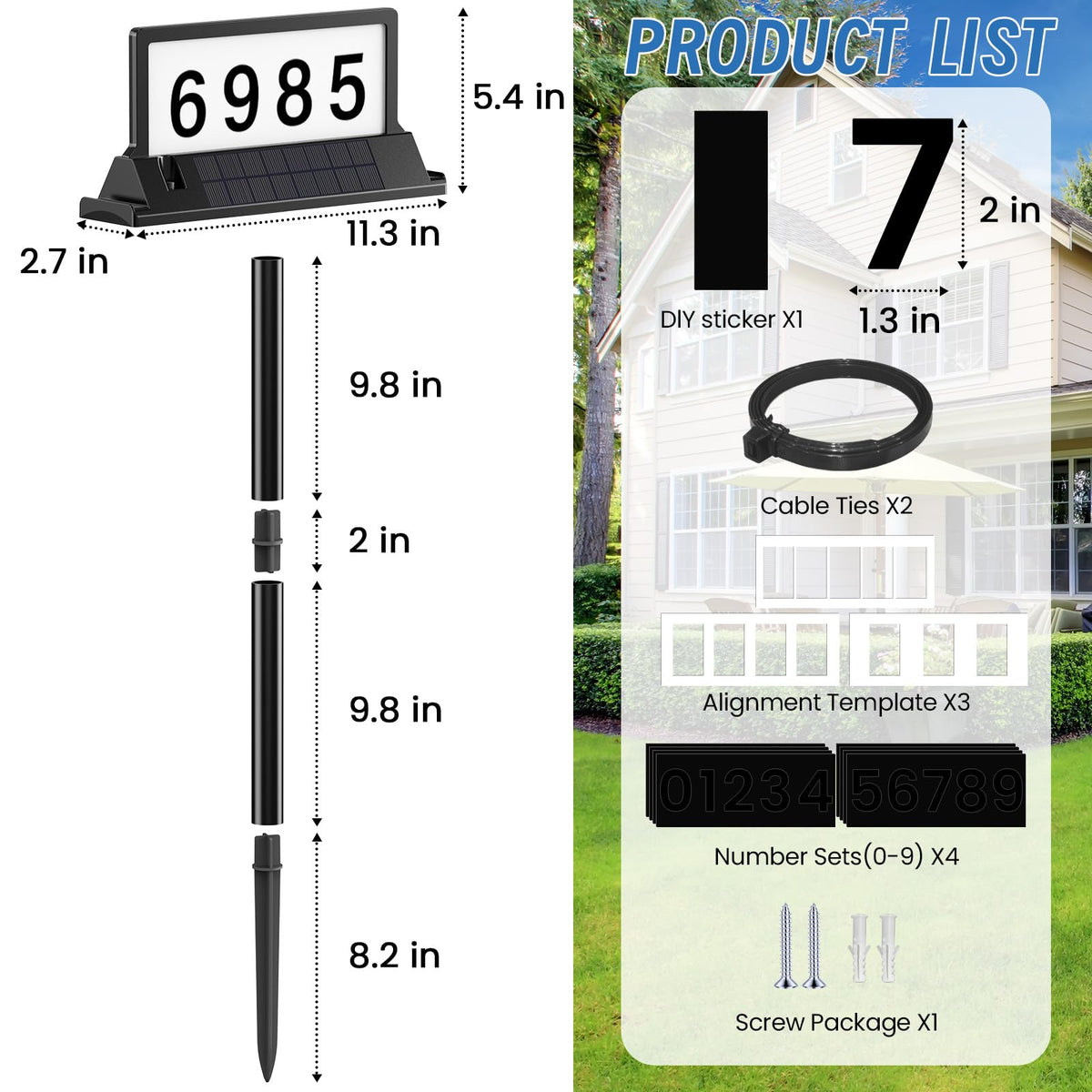 Cybrasc solar address sign offers 3 color modes for different outdoor moods.