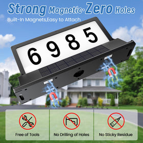 Cybrasc solar address sign IP65 weatherproof for year-round outdoor use.