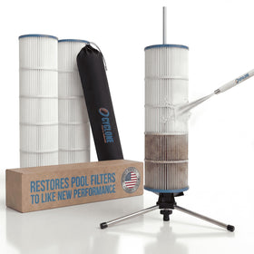 CYCLONE FILTER CLEANER on its stand ready to clean cartridge filters efficiently
