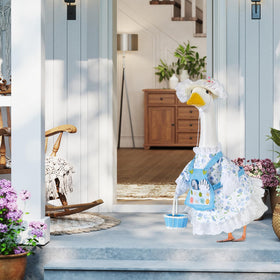 Cylanta goose porch scene showing a festive spring vibe in yard