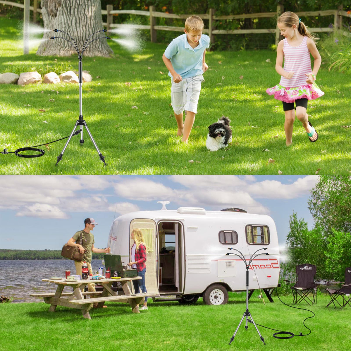 Cymuber misters adjustable height tripod for wider mist coverage