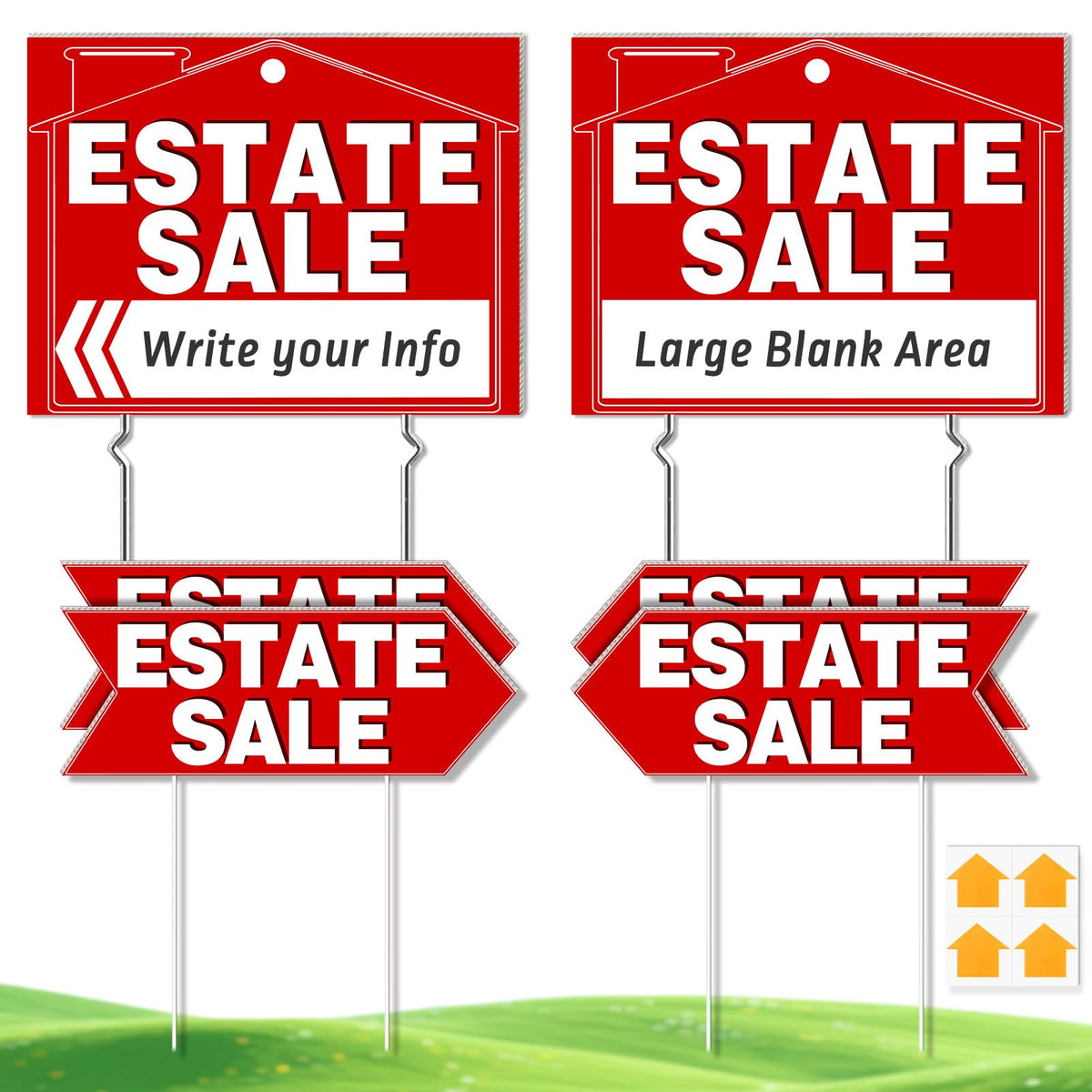 Cyrico estate sale sign 17x13 inch front view for high visibility.