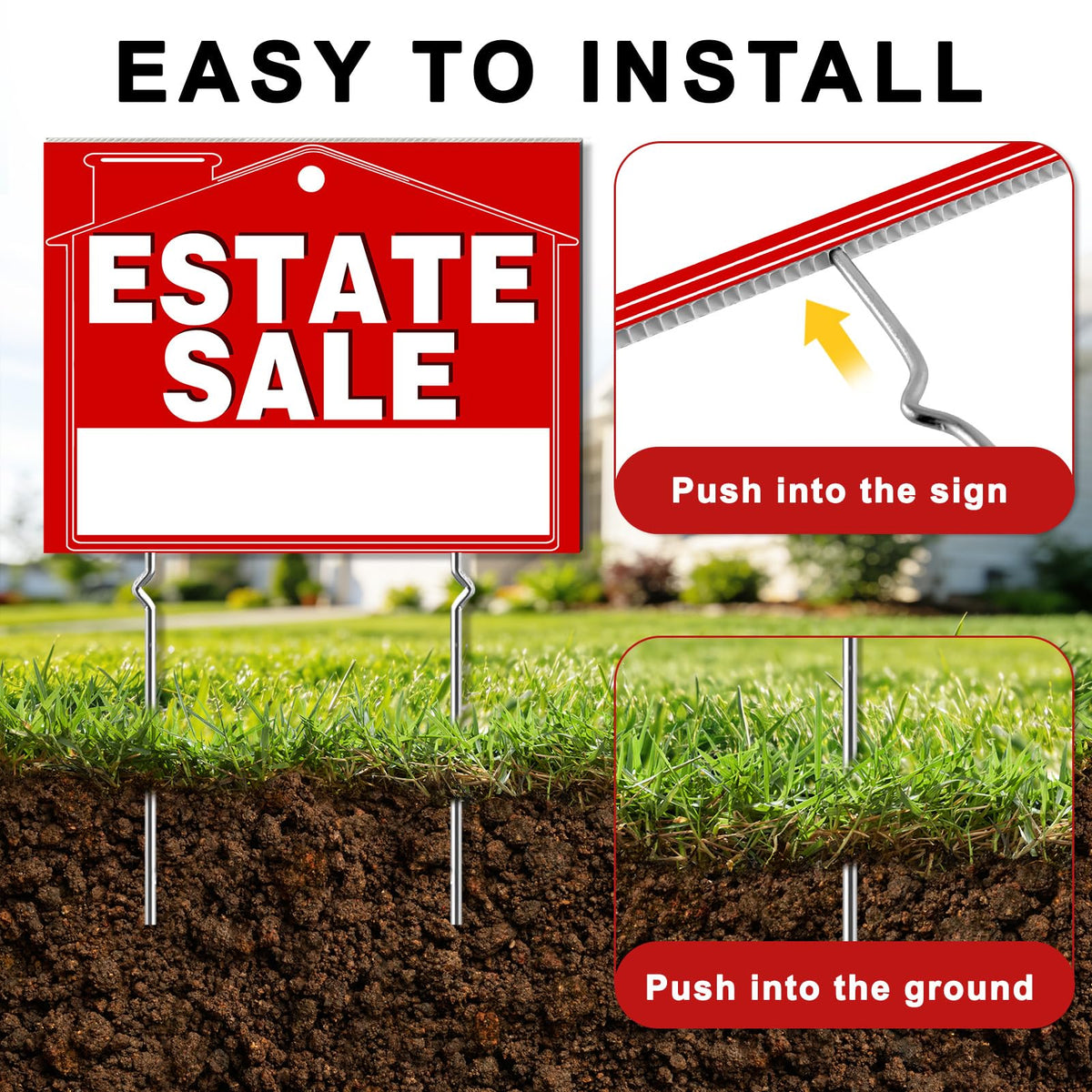 Cyrico fiberglass rod provides sturdy support for outdoor sign displays.