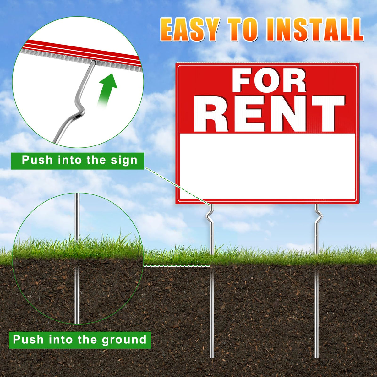 Cyrico rent sign with large write-in area for dates and details