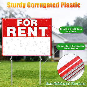 Cyrico rent sign with metal stakes ensuring stable lawn placement