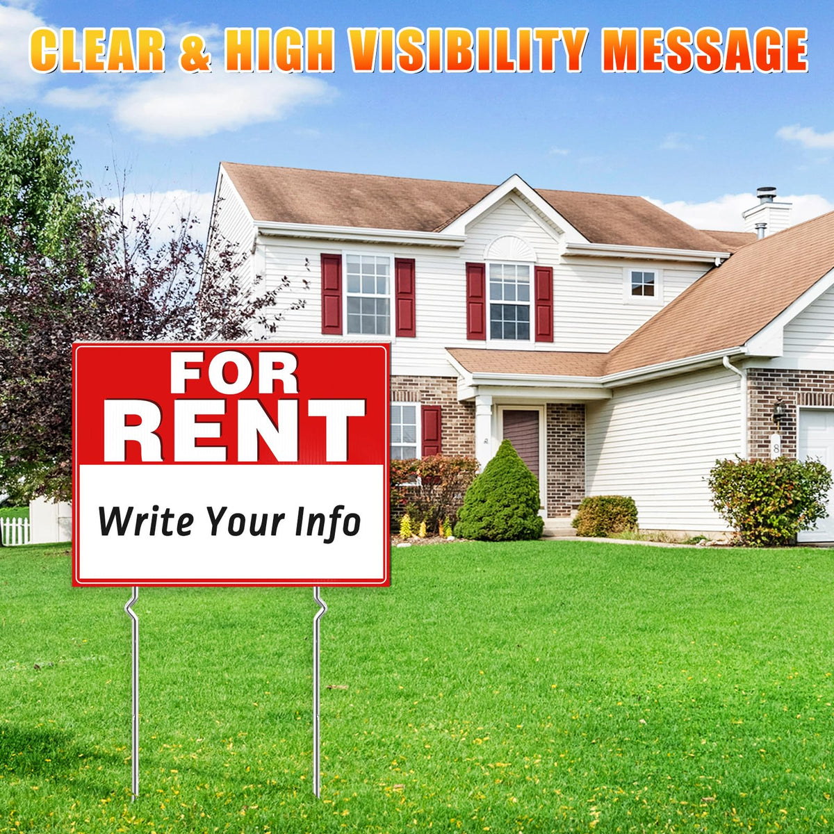 Cyrico rent sign stake assembly for quick, tool-free setup