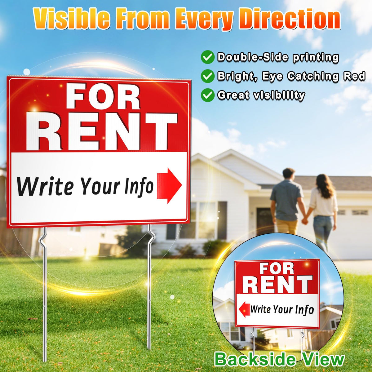 Cyrico rent sign weather-resistant 4mm plastic designed for outdoor durability
