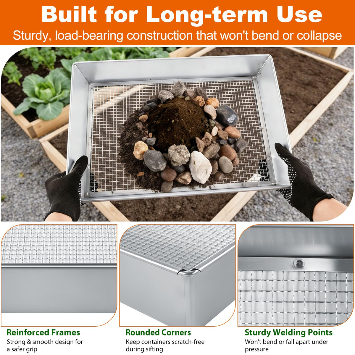 sturdy heavy-duty frame resists bending in tough outdoor conditions.