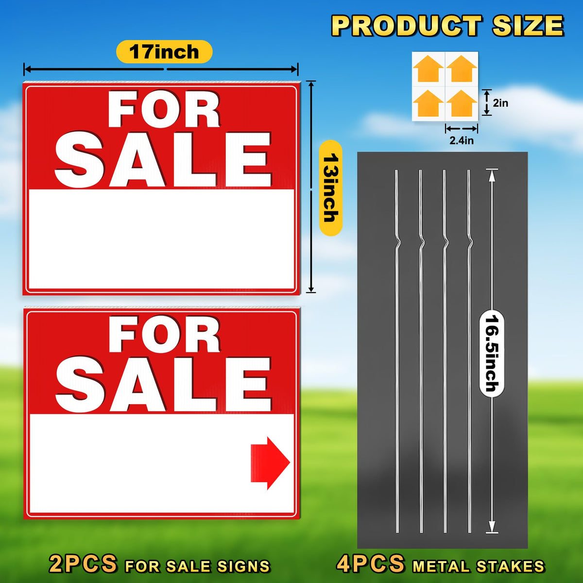 Cyrico two-pack set supports versatile real estate, sale, and driveway use.