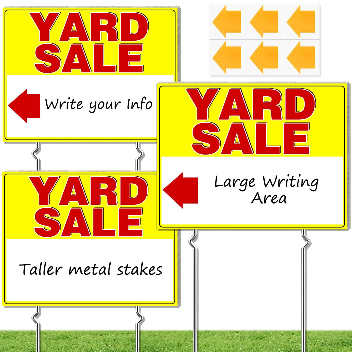 Cyrico yard sale sign stake set stabilizes outdoor displays for windy days