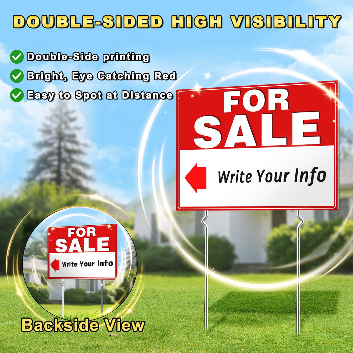 Cyrico yard sign in grass with stakes for stable outdoor placement.
