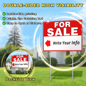 Cyrico yard sign in grass with stakes for stable outdoor placement.