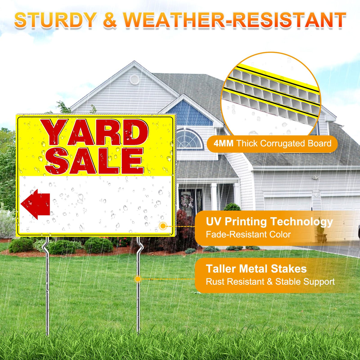 Cyrico yellow 17x13 yard sale sign attracts attention for easy finding