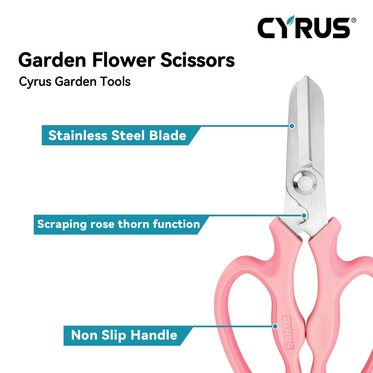 CYRUS ergonomic comfort grip reduces hand fatigue during extended pruning sessions.