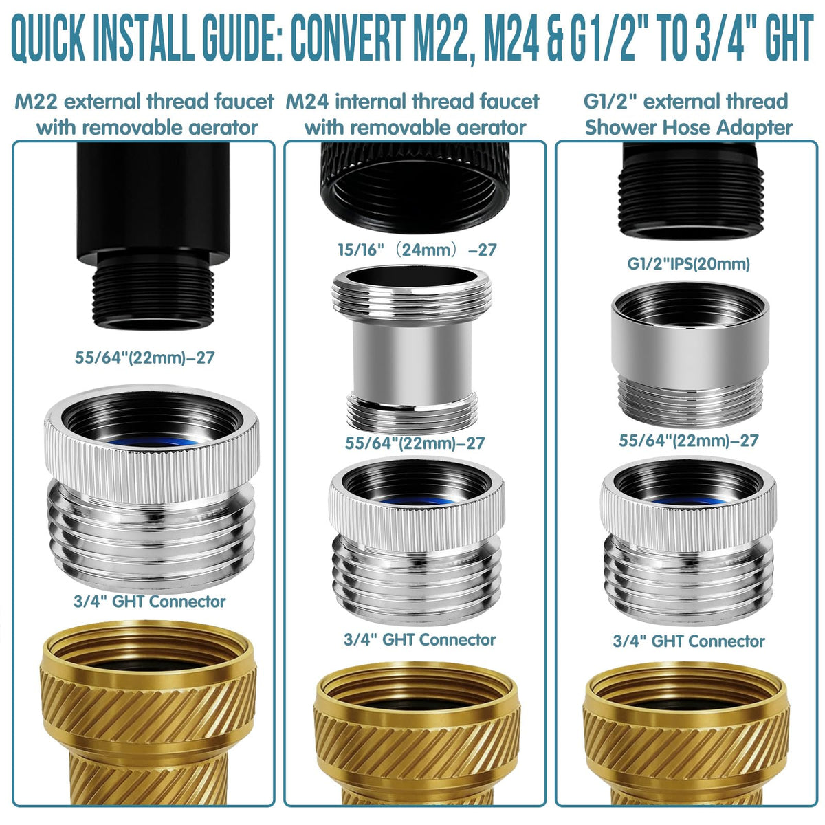 CYUXING tool-free installation demonstrating quick sink-to-hose setup