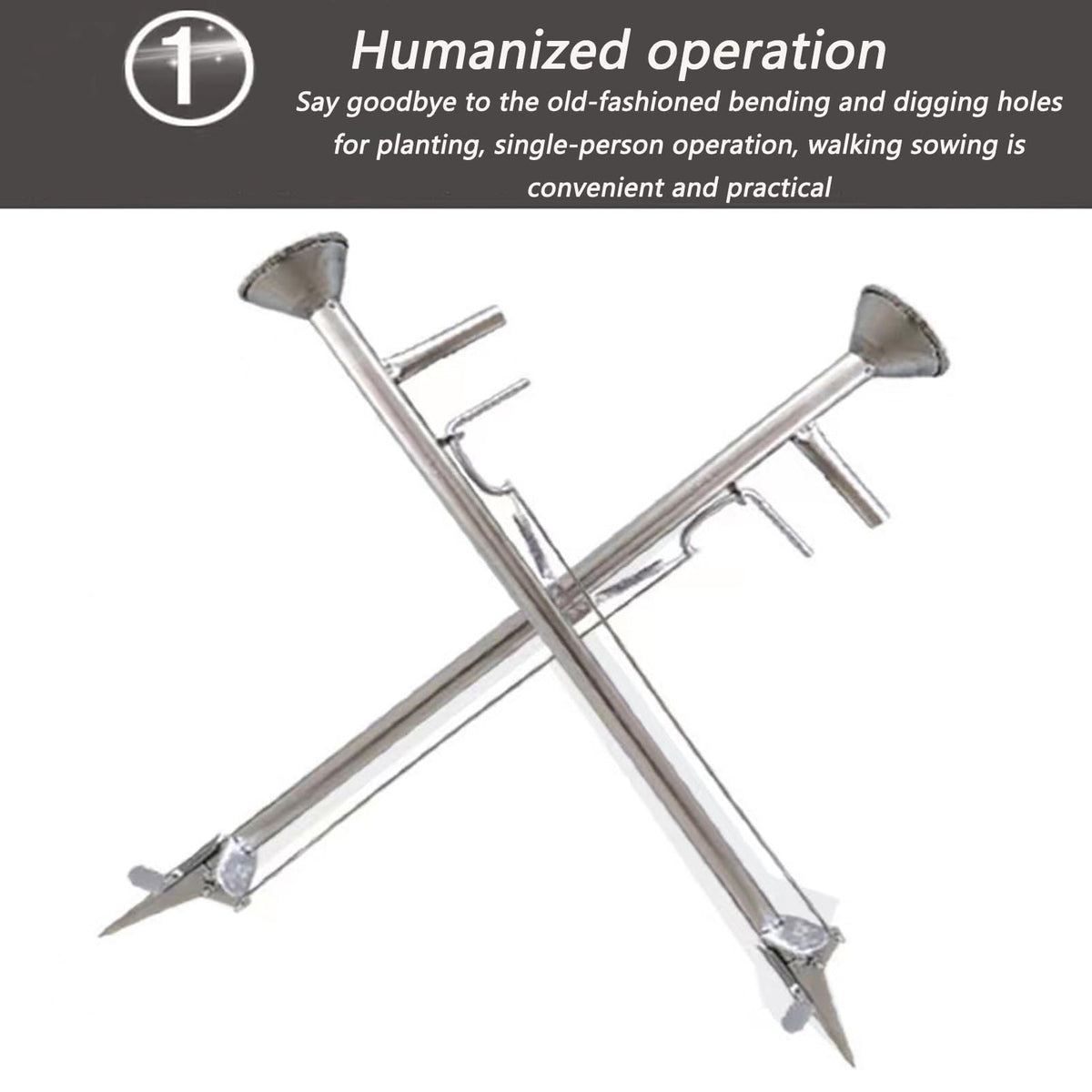 CYzpf Seed Sower handle shows ergonomic, back-friendly design for comfortable use.