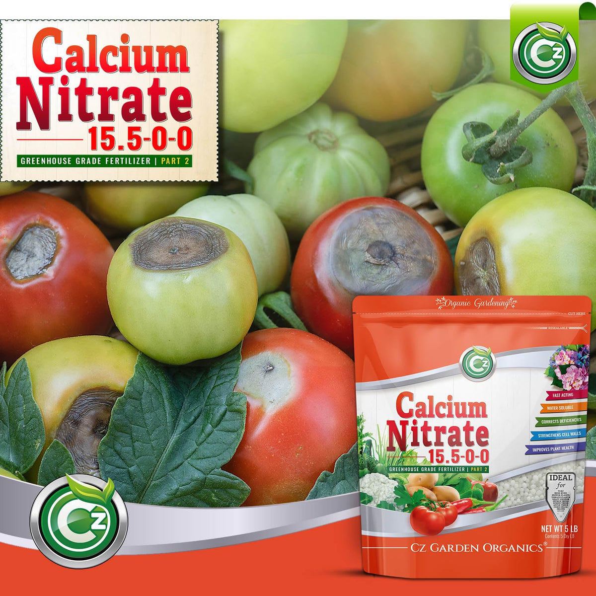 CZ Garden Calcium Nitrate packaging used in a hydroponic system setup