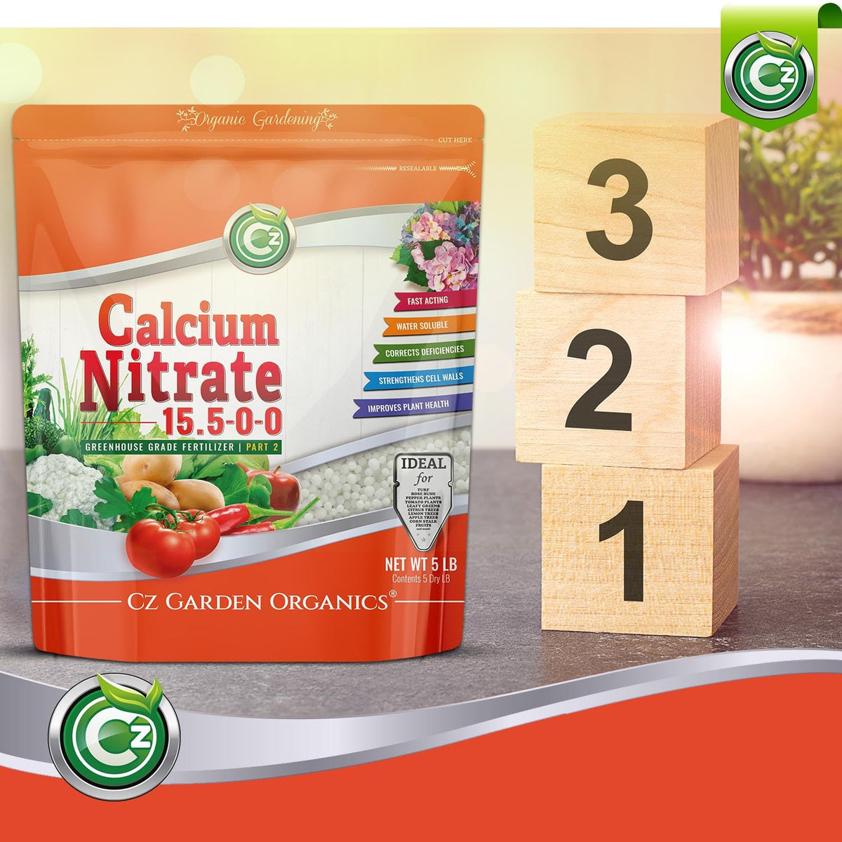 CZ Garden Calcium Nitrate dissolving in water for rapid uptake