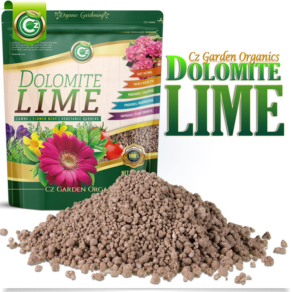 Cz Garden Supply Dolomite Lime 5lb resealable pouch ready for storage and application.