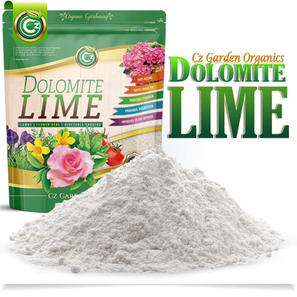 Cz Garden Supply organic dolomite lime 5lb label improves soil for organic gardens.