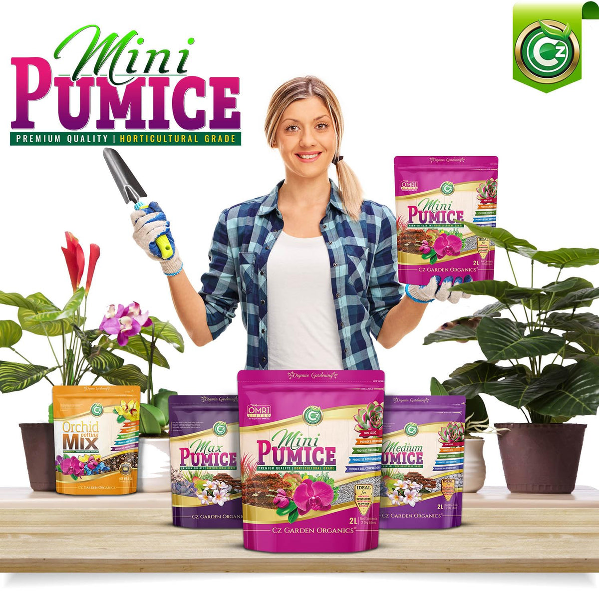 CZ Garden Supply Pumice Stone drainage scene in potting mix