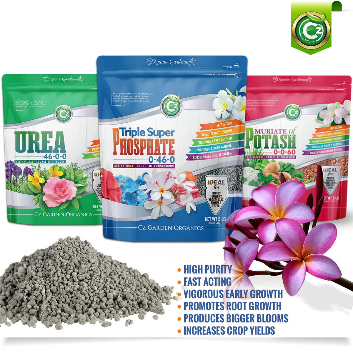 Cz Garden Supply pour-spout enables controlled phosphorus application.