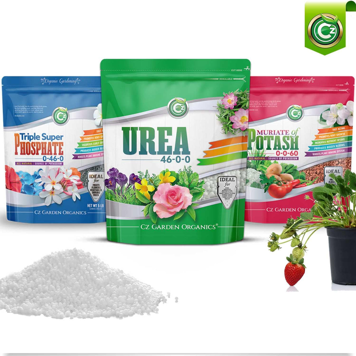 Cz Garden Urea 46-0-0 used on lawns for lush growth and even color