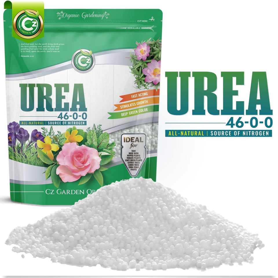Cz Garden Urea 46-0-0 packaging with resealable pouch for easy storage and handling