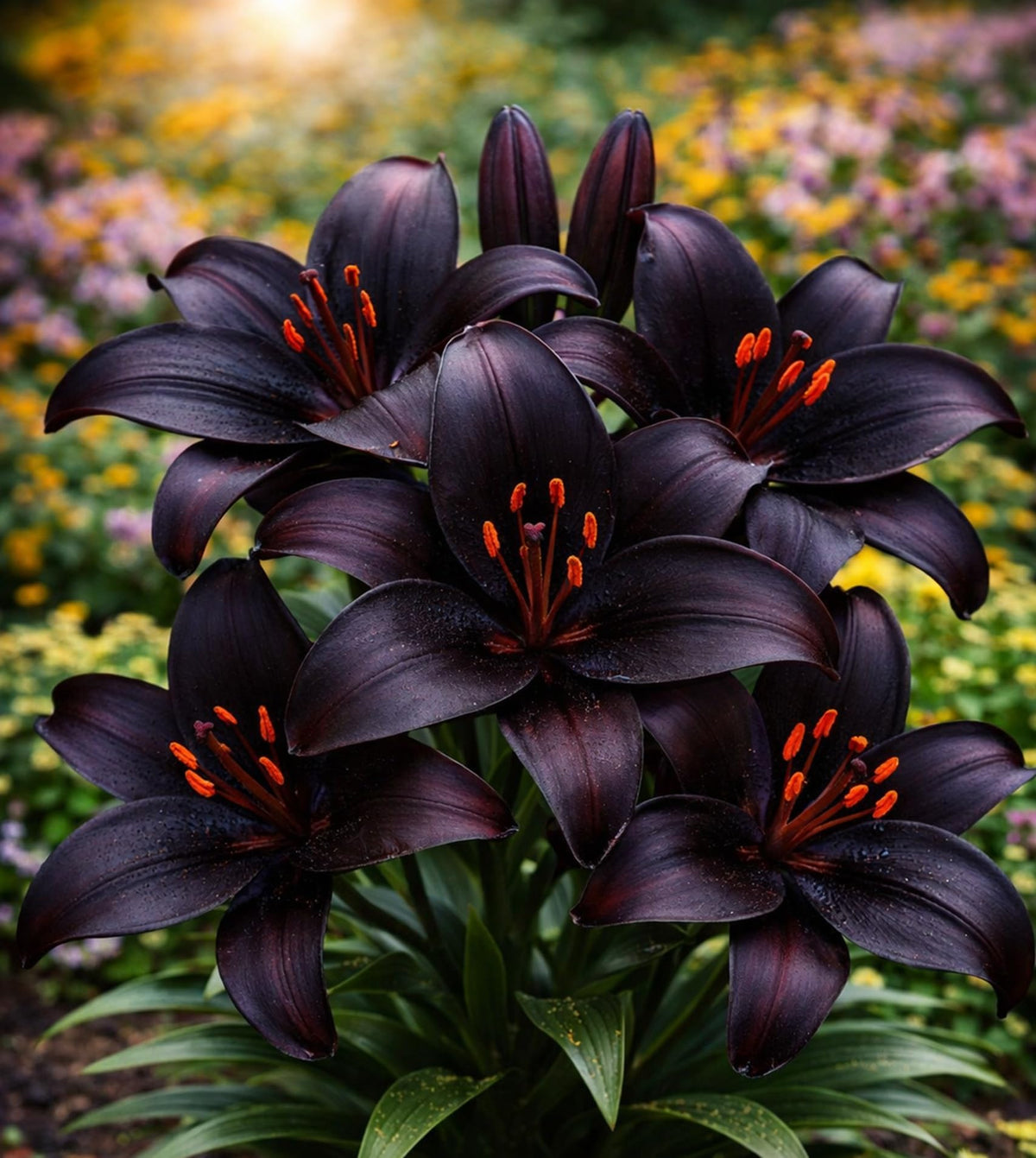 CZ Grain Blackstone Lily bulbs closeup bloom for dramatic garden color accents.