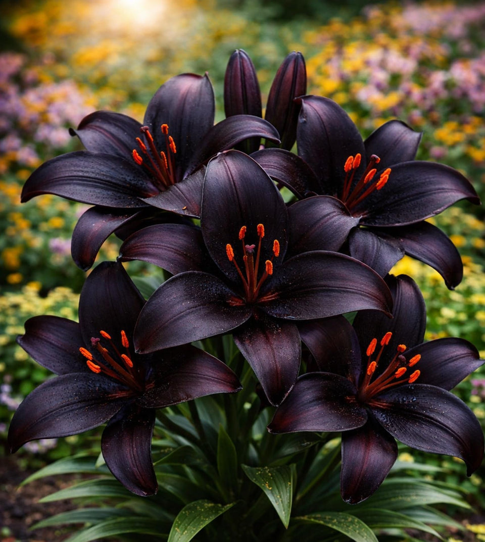 CZ Grain Blackstone Lily bulbs closeup bloom for dramatic garden color accents.