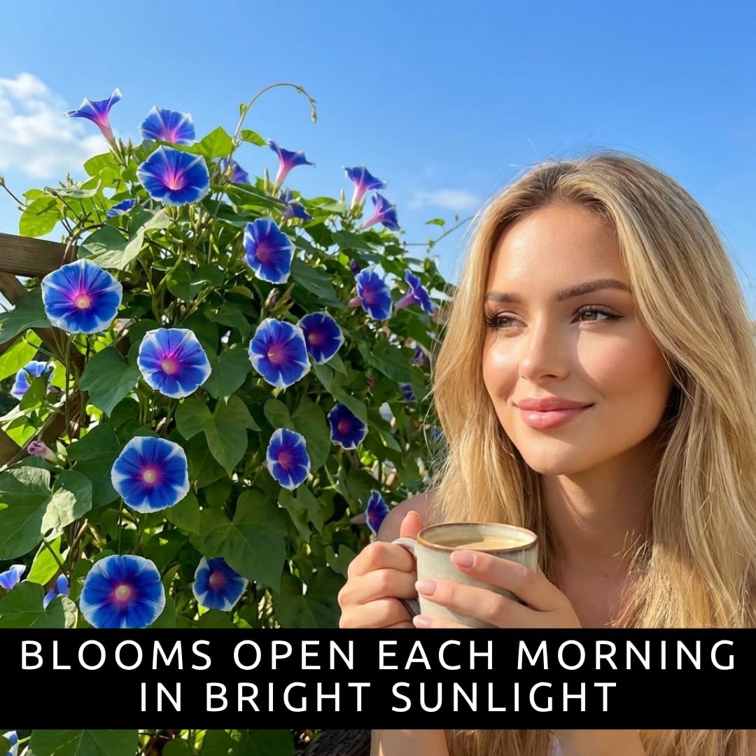 CZ Grain Morning Glory blooms open in the morning along your garden trellis.